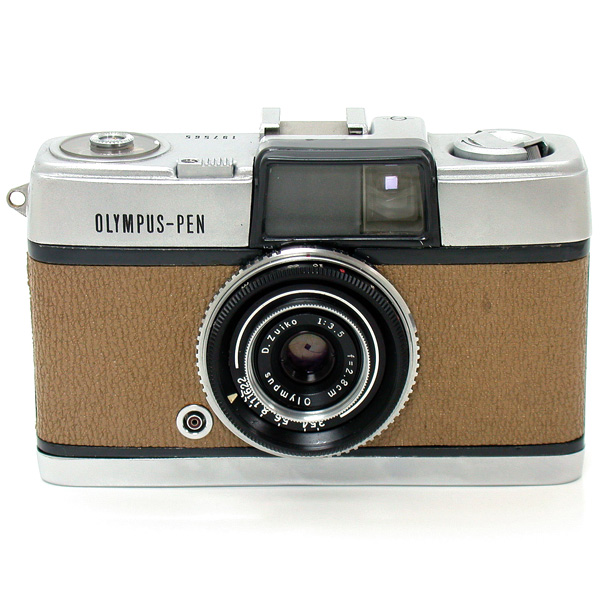 オリンパス・ペン Dズイコー28mmF3.5 茶金色のペン。当時のカタログに掲載されていたモデルで、非常に珍しい。 オリンパス・ペン Dズイコー28mmF3.5